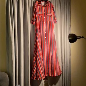 Women’s Multi-color Stripe Short-sleeve Maxi Sz M